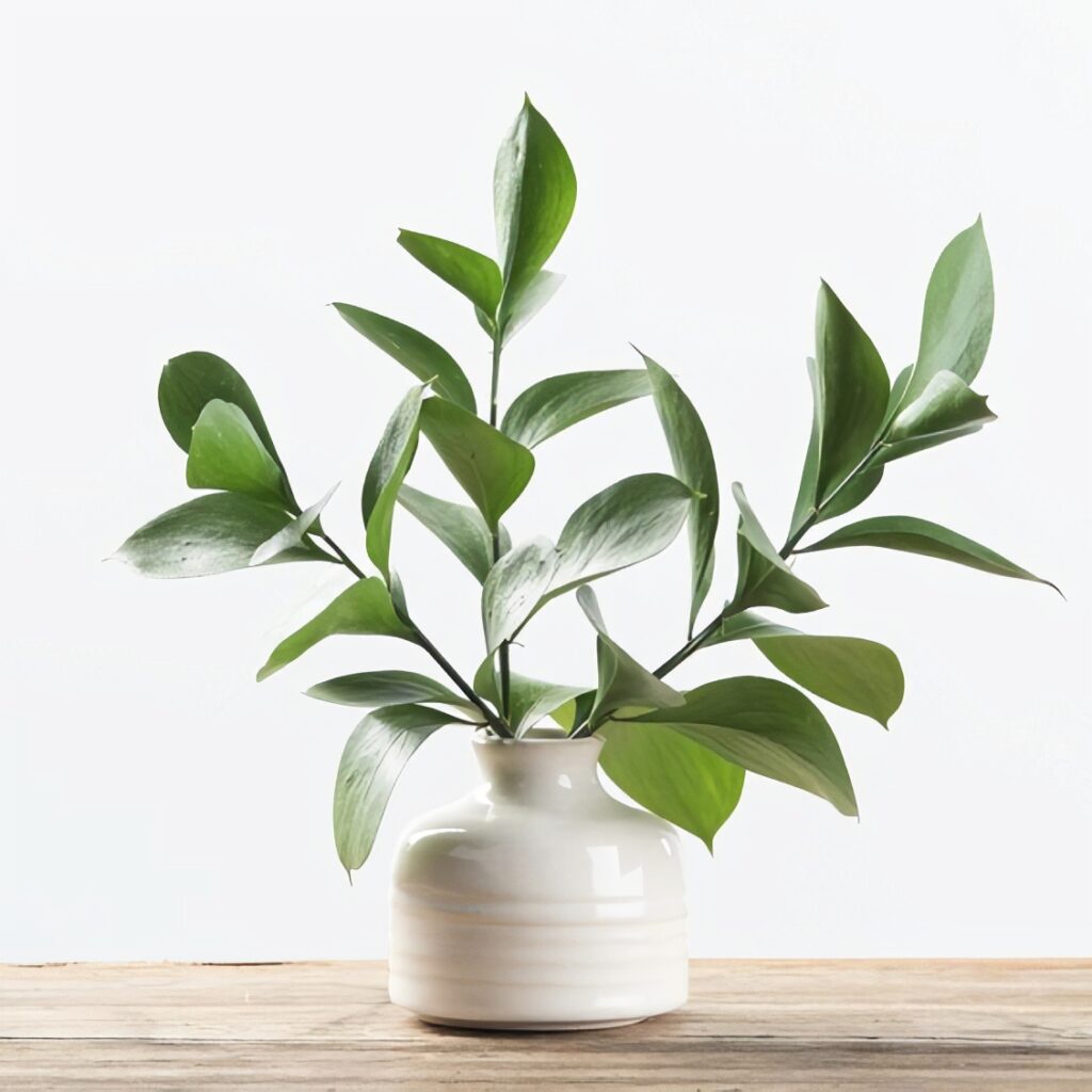 Florida Ruscus in a small white vase